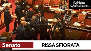 Rissa sfiorata in Senato tra Menia FdI e Croatti M5s i commessi li dividono Seduta sospesa [upl. by Avin]