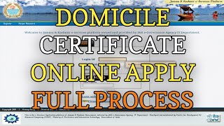 How to Apply Domicile Certificate Online in JampK in 2022  Domicile certificate kaise banaye jammu [upl. by Irfan]