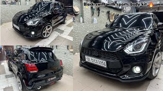 swift modifed with Gloss black ppf  black swift with swift sports body kit  18” alloys in swift [upl. by Ayin]