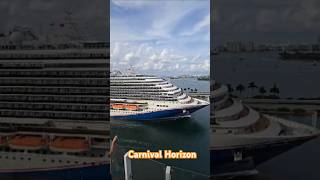 Carnival Horizon sailing by the Icon of the Seas with the sail away party underway cruise travel [upl. by Essinger]