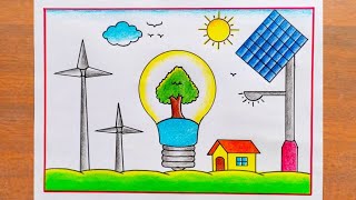 Save Energy Drawing  Save Energy Poster Drawing Easy Steps  Energy Conservation Day Drawing Easy [upl. by Oluas673]