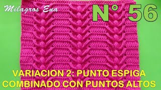 Punto N° 56 tejido a crochetPunto espiga combinado con puntos altos de separación para bufandas [upl. by Gregor]