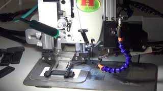 Sewing webbing harness by heavy duty pattern stitching machine [upl. by Ahsieym]