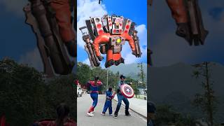 GIANT TITAN MAN invade the earth battle Captain America Family team 💥 shorts [upl. by Joice]