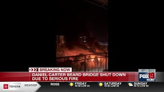 Massive fire closes I471 bridge both sides of highway [upl. by Mccallion]