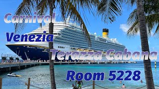 Terraza Cabana Revealed Room 5228 Experience the Magic of Carnival Venezia cruiseship venezia [upl. by Lemmuela]