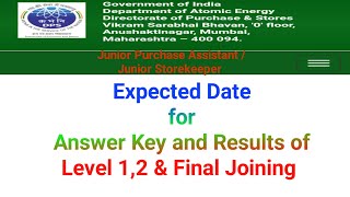 DPS DAE JPA JSK Expected results Date for Answerkey Level 1amp2 and final Joining [upl. by Berglund]