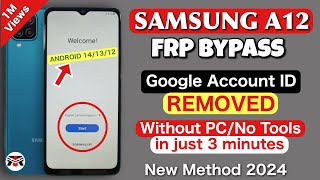 Samsung A12 A127F FRP Bypass  A12 Frp Android 1213 Google Account Remove New Method 2024 [upl. by Jazmin37]