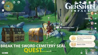 GENSHIN IMPACT  Break The Sword Cemetery Seal Quest Guide  How To Unlock The TriSeal [upl. by Annelise]