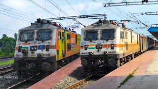 Dangerous Honking WAP 7WAP 4ShaktipunjJaynagarDarbhanga weeklyPuri Kamakhya Express Crossing ER [upl. by Yezdnil825]