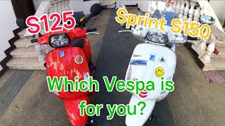 Vespa Comparison S125 vs Sprint S150 Alin ang para sayo [upl. by Acirederf]