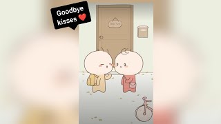 Goodbye kisses❤️  chippitwins  cute  baby  love  animation  babyvoice  Bubududu storytime [upl. by Sinnard]