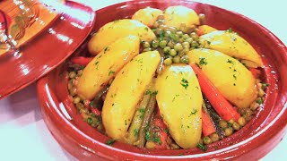 طاجين الخضر باللحم في خطوات مبسطة 🇲🇦👌 الطاجين المغربي باللحم Tajine Marocain au boeuf et légumes [upl. by Riobard]