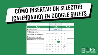 Cómo insertar un selector calendario de fechas en una celda de Google Sheets [upl. by Eneroc443]