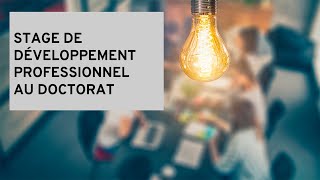 Séance dinformation sur le stage de développement professionnel au doctorat  17 septembre 2024 [upl. by Dion216]