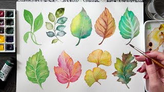 Watercolor Leaves Every Technique Youll Ever Need [upl. by Skcirdnek]