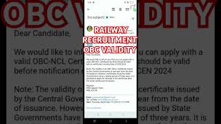 RRB OBC CERTIFICATE VALIDITY IN TAMIL [upl. by Einahpats]