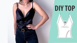 DIY Camiseta con escote Drapeado  Tutoriales de costura para Principiantes [upl. by Ydnagrub]