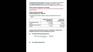 Budgeted overhead recovery calculation [upl. by Leanatan]