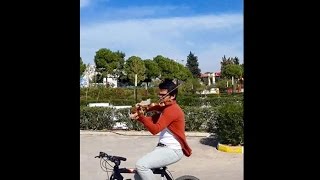 Taylan Ergul  Paganini  Solo Caprice No5  On the Bike Original Bowing [upl. by Alvinia952]