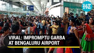 Impromptu Garba at Bengaluru airport as passengers join staff to celebrate Navaratri  Viral [upl. by Eliades]