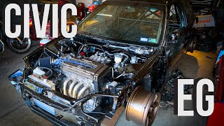 Transforming An Abandoned Civic EG Into A Racecar In 15 Minutes  100th Video [upl. by Alor]