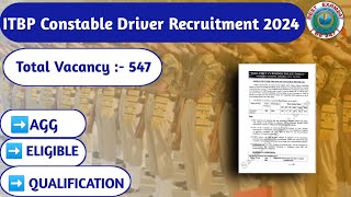 ITBP Driver New Vacancy 2024  ITBP New Vacancy Recruitment 2024 itbpf bestexam247 [upl. by Ovid]