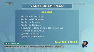 Mais de dez mil vagas de emprego disponíveis no estado [upl. by Ynattyrb]