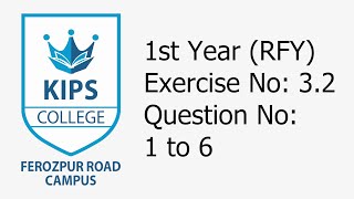 Exercise No 32  Question No 1 to 6  1st Year Math [upl. by Mei]