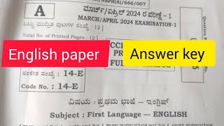 Key answer English 1st language SSLC Exam 2024 SSLC Exam [upl. by Kellia]