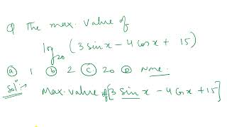 The maximum value of log  3sinx 4cosx 15 [upl. by Nytsyrk]