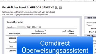 Comdirect Assistent für Überweisung hilfreich [upl. by Ellesor]