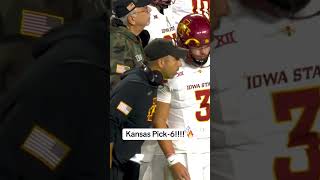 Kansas pick 6 vs Iowa state [upl. by Laeahcim]