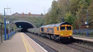 66311 amp 66757 quotWest Somerset Railwayquot Passing Through Gerrards Cross with an HS2 Construction Train [upl. by Cuthburt386]