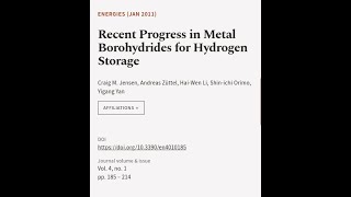 Recent Progress in Metal Borohydrides for Hydrogen Storage  RTCLTV [upl. by Astrid]