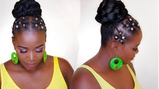 NATURAL HAIR PROTECTIVE HAIR STYLE WITH BUN  4C HAIR [upl. by Elkraps]