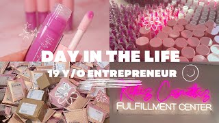 Day in my life • 19 yo lip gloss business owner Unboxing my Flexispot desk making lip gloss [upl. by Eenoj]