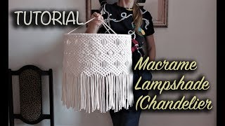 Tutorial Macrame Lampshade Chandelier  DIY Home decor [upl. by Bertie]