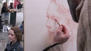 Portrait demonstration by place du tertre artist Samuel [upl. by Aleinad]