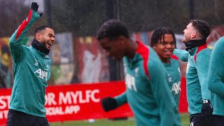 INSIDE TRAINING  Liverpool training in a Harsh Weather today Salah Jota Trent Alisson Chiesa [upl. by Skipp21]