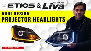 Toyota Etios amp Etios Liva Audi Style HID Projector Headlights Autoglam [upl. by Macfadyn]