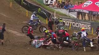 Huge crash SloMo and zoom of Haiden Deegan and other 250 riders 71324 Spring Creek MX [upl. by Julieta]