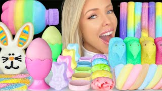 ASMR PASTEL FOOD CHUBBY BOTTLE JELLY BUNNY COOKIE MARSHMALLOW PEEPS EASTER DESSERT MUKBANG 먹방 [upl. by Pren]