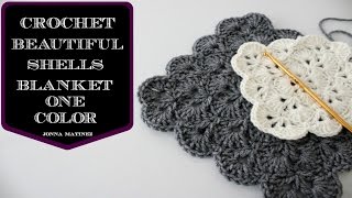 How To Crochet A Beautiful Shells Blanket In One Color  How to crochet a blanket  Shells Stitch [upl. by Grissom224]