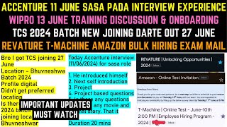 TCS 2024 Batch Joining on 27 June  Revature TMachine amp Amazon Hiring Exam Mail  Wipro Onboarding [upl. by Silliw]