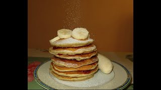 Pancake alla banana 4 ingredientisenza lievito uova zucchero [upl. by Waddington6]