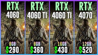 RTX 4060 vs RTX 4060 TI vs RTX 4060 TI 16GB vs RTX 4070  Test in 15 Games [upl. by Shah]