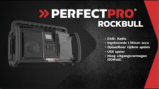 PerfectPro ROCKBULL Bouwradio BLUETOOTH INTERNE CHARGER LITHIUM ACCU INCLUSIEF USB SPELER [upl. by Yeniffit]