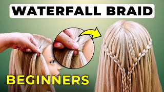 How To Waterfall Braid Tutorial for Complete BEGINNER  StepbyStep HalfUp Hairstyle [upl. by Arevle163]