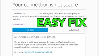 How To Fix SEC ERRORUNKNOWNISSUER in Firefox [upl. by Notsehc]